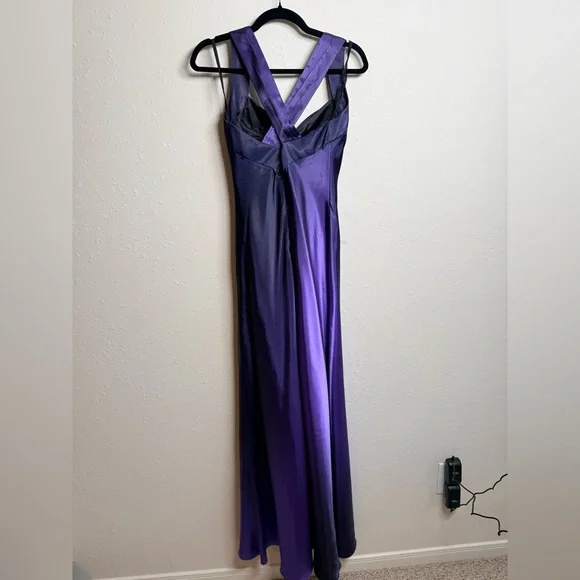 Onyx Nite Purple Ombre Satin Gown Size 6 Formal Dress Evening Prom Maxi - Picture 6 of 9
